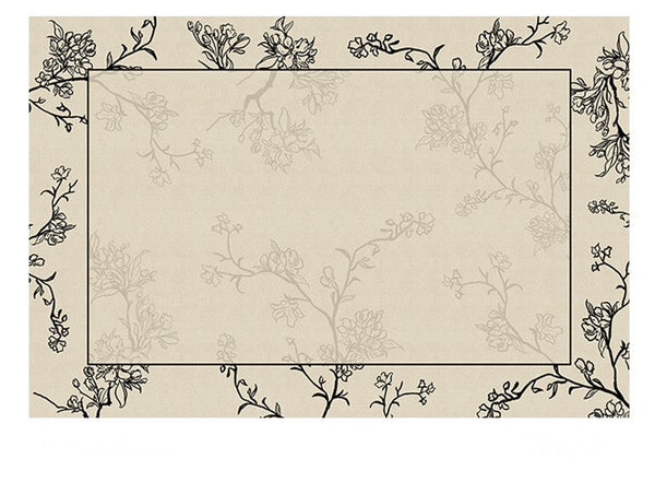 Contemporary Modern Rugs under Dining Room Table, Bedroom Modern Rugs, French Style Rugs for Interior Design, Flower Pattern Modern Rugs for Living Room-Silvia Home Craft