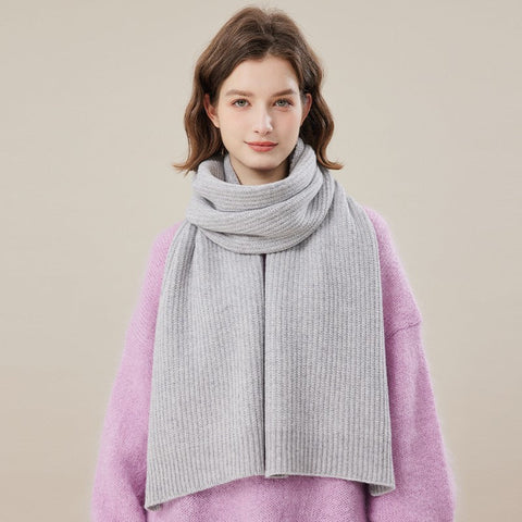 Warm Winter Scarf, Soft Cashmere Scarf for Women, Casual Scarf for Women, Cold Weather Scarf, Fashion Designer Scarf, Green White Grey Wool Scarf for Women-Silvia Home Craft