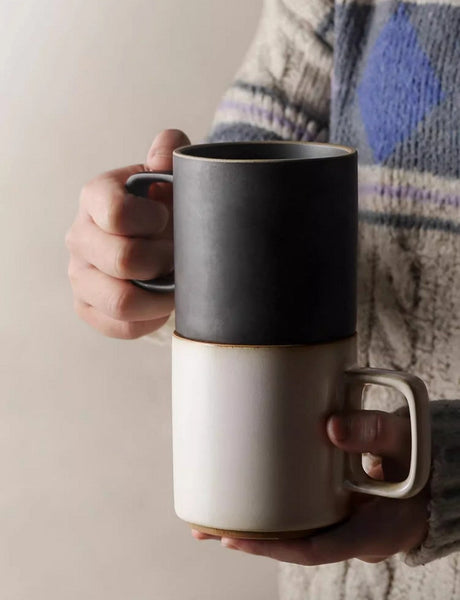 Modern Handmade Pottery Coffee Cup, Large Capacity Coffee Mugs, Unique Tea Cup, Creative White Black Ceramic Coffee Mugs-Silvia Home Craft