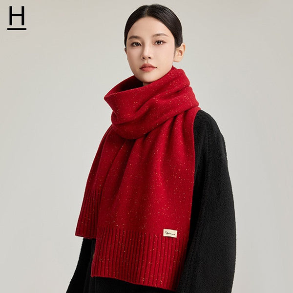 Casual Scarf for Women, Cold Weather Scarf, Fashion Designer Scarf, Red Winter Scarf, Modern Wool Scarf for Women, Soft Cashmere Scarf for Women-Silvia Home Craft