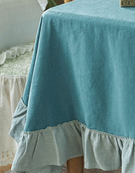 Blue Modern Table Cloth, Ramie Tablecloth for Home Decoration, Extra Large Rectangle Tablecloth for Dining Room Table, Square Tablecloth for Round Table-Silvia Home Craft