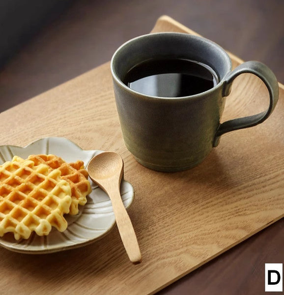 Modern Handmade Pottery Coffee Cup, Creative Brown Green Blue Ceramic Coffee Mugs, Large Unique Tea Cup, Large Capacity Coffee Cups-Silvia Home Craft