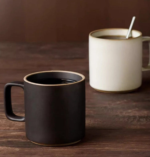 Modern Handmade Pottery Coffee Cup, Large Capacity Coffee Mugs, Unique Tea Cup, Creative White Black Ceramic Coffee Mugs-Silvia Home Craft