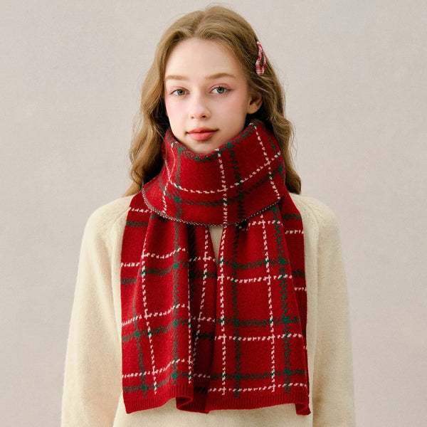Red Soft Wool Scarf for Women, Winter Wool Scarf, Unique Christmas Gift for Girl, Cold Weather Scarves, Modern Wool Scarf for Women, Casual Scarf for Women-Silvia Home Craft
