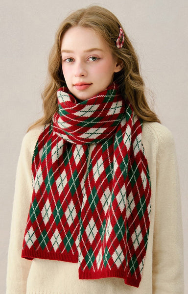 Unique Christmas Gift for Girl, Cold Weather Scarves, Modern Wool Scarf for Women, Red Soft Wool Scarf for Women, Winter Wool Scarf, Casual Scarf for Women-Silvia Home Craft