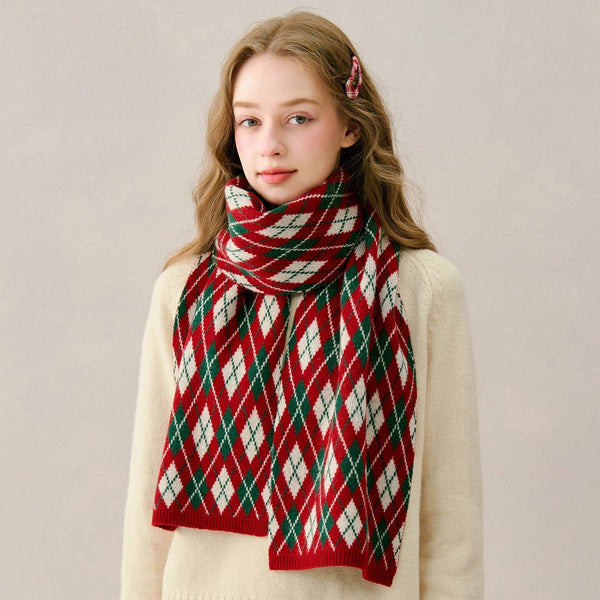Unique Christmas Gift for Girl, Cold Weather Scarves, Modern Wool Scarf for Women, Red Soft Wool Scarf for Women, Winter Wool Scarf, Casual Scarf for Women-Silvia Home Craft