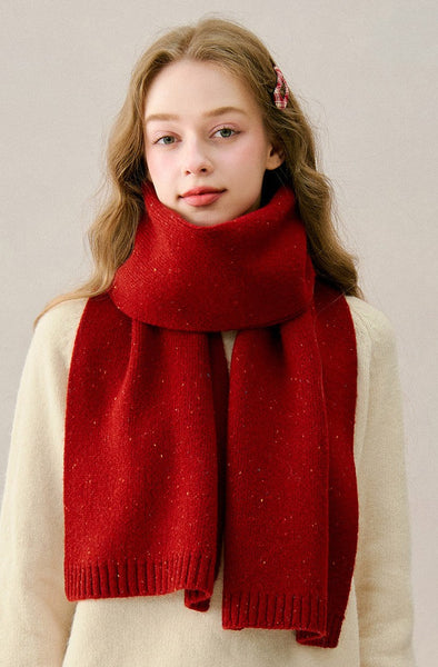 Soft Wool Scarf for Women, Red Casual Scarf for Women, Winter Wool Scarf, Cold Weather Scarf, Unique Gift for Women, Modern Wool Scarf for Women-Silvia Home Craft