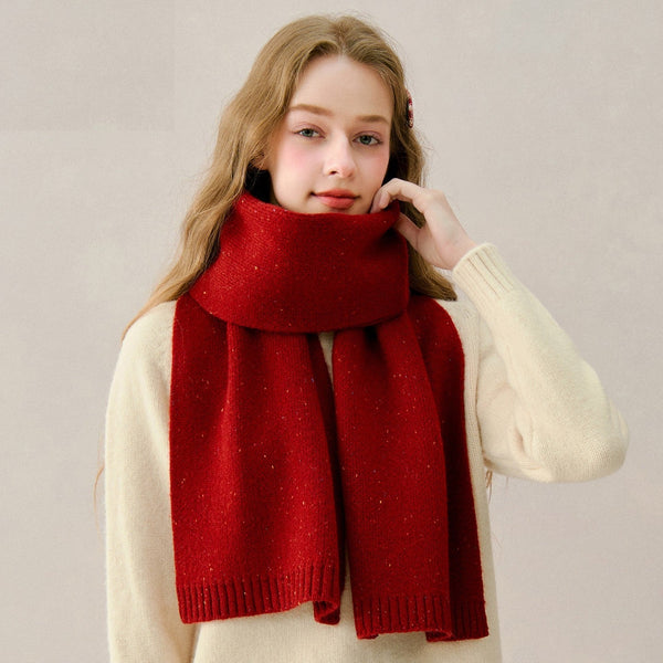 Soft Wool Scarf for Women, Red Casual Scarf for Women, Winter Wool Scarf, Cold Weather Scarf, Unique Gift for Women, Modern Wool Scarf for Women-Silvia Home Craft