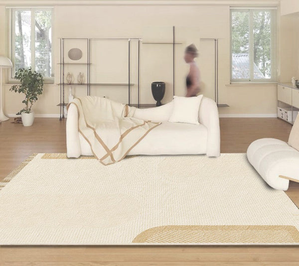 Cream Color Geometric Modern Rugs, Contemporary Soft Rugs for Living Room, Bedroom Modern Rugs, Modern Rugs for Dining Room-Silvia Home Craft