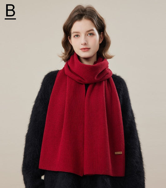 Casual Scarf for Women, Fashion Designer Scarf, Cold Weather Scarf, Red Winter Scarf, Modern Wool Scarf for Women, Soft Cashmere Scarf for Women-Silvia Home Craft