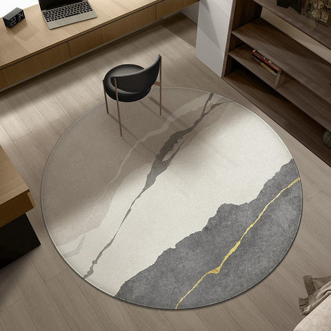 Modern Rugs for Dining Room, Abstract Contemporary Round Rugs under Chairs, Circular Area Rugs for Bedroom, Geometric Modern Rugs for Living Room-Silvia Home Craft