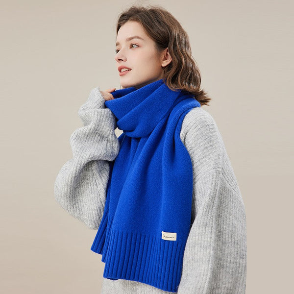 Blue Casual Scarf for Women, Modern Winter Scarf, Fashion Designer Scarf, Cold Weather Scarf, Wool Scarf for Women, Soft Cashmere Scarf for Women-Silvia Home Craft