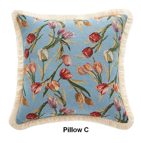 Decorative Sofa Pillows for Couch, Tulip Flower Pillow Covers, Large Flower Decorative Pillows for Bedroom, Farmhouse Decorative Pillows-Silvia Home Craft
