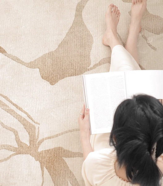 Living Room Contemporary Modern Rugs, Soft Rugs under Coffee Table, French Style Modern Rugs for Interior Design, Flower Pattern Modern Rugs for Dining Room-Silvia Home Craft