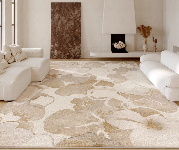 Soft Rugs for Bedroom, Contemporary Modern Rugs under Dining Room Table, French Style Modern Rugs for Interior Design, Flower Pattern Modern Rugs for Living Room-Silvia Home Craft