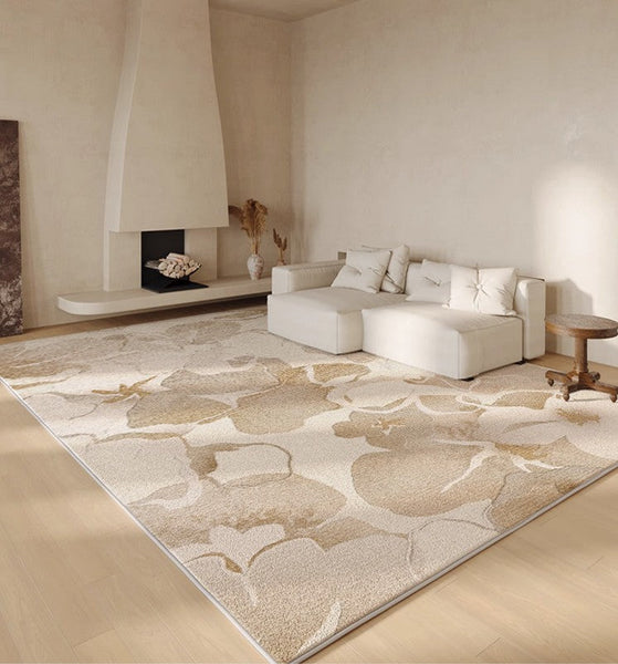 Bedroom Modern Soft Rugs, French Style Modern Rugs for Interior Design, Contemporary Modern Rugs under Dining Room Table, Flower Pattern Modern Rugs for Living Room-Silvia Home Craft