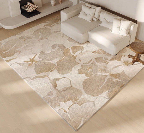 Soft Rugs for Bedroom, Contemporary Modern Rugs under Dining Room Table, French Style Modern Rugs for Interior Design, Flower Pattern Modern Rugs for Living Room-Silvia Home Craft
