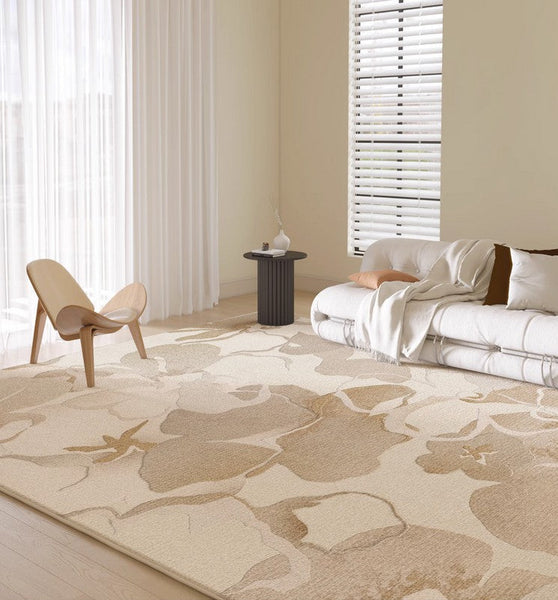 Soft Rugs for Bedroom, Contemporary Modern Rugs under Dining Room Table, French Style Modern Rugs for Interior Design, Flower Pattern Modern Rugs for Living Room-Silvia Home Craft