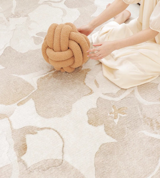 Soft Rugs for Bedroom, Contemporary Modern Rugs under Dining Room Table, French Style Modern Rugs for Interior Design, Flower Pattern Modern Rugs for Living Room-Silvia Home Craft