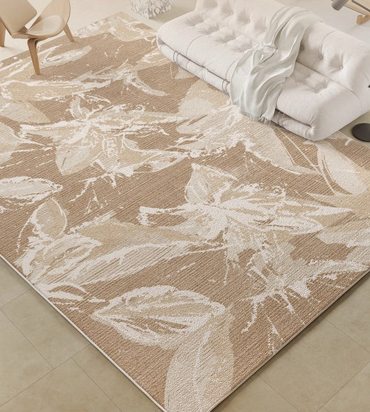 Living Room Flower Pattern Modern Rugs, French Style Modern Rugs for Interior Design, Bedroom Modern Soft Rugs, Contemporary Modern Rugs under Dining Room Table-Silvia Home Craft