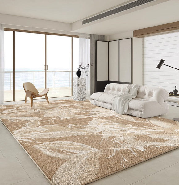 Living Room Flower Pattern Modern Rugs, French Style Modern Rugs for Interior Design, Bedroom Modern Soft Rugs, Contemporary Modern Rugs under Dining Room Table-Silvia Home Craft