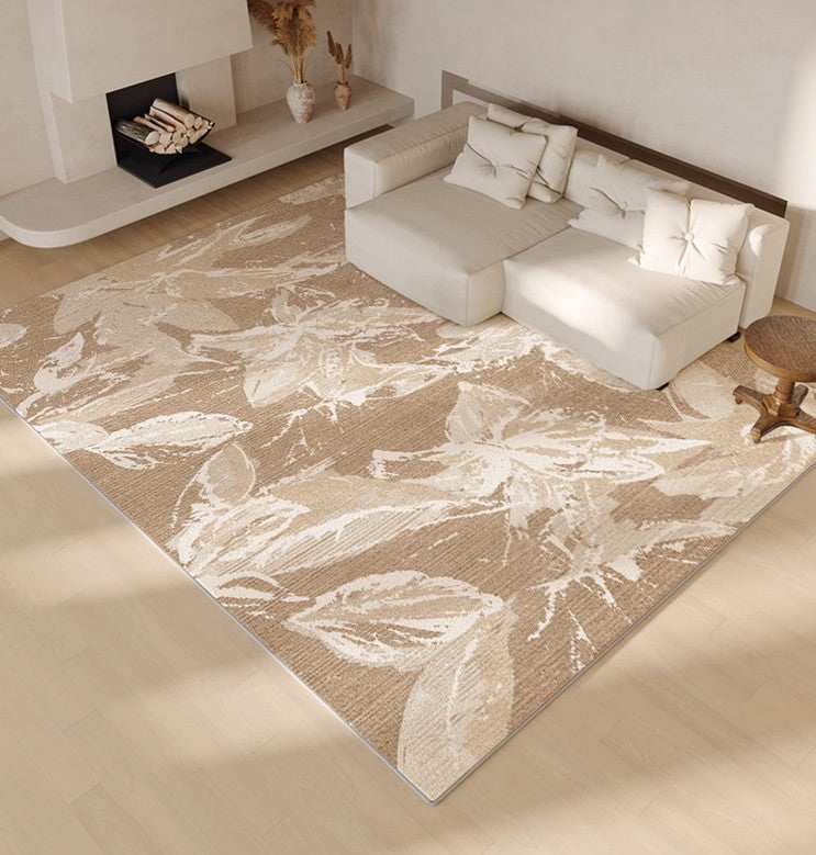 Living Room Flower Pattern Modern Rugs, French Style Modern Rugs for Interior Design, Bedroom Modern Soft Rugs, Contemporary Modern Rugs under Dining Room Table-Silvia Home Craft
