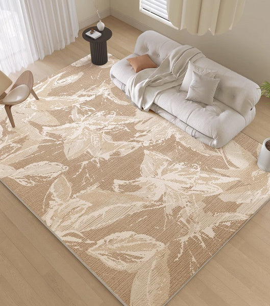 Living Room Flower Pattern Modern Rugs, French Style Modern Rugs for Interior Design, Bedroom Modern Soft Rugs, Contemporary Modern Rugs under Dining Room Table-Silvia Home Craft