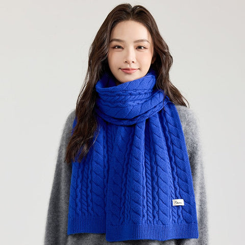 Modern Winter Scarf, Blue Casual Scarf for Women, Fashion Designer Scarf, Cold Weather Scarf, Wool Scarf for Women, Soft Cashmere Scarf for Women-Silvia Home Craft