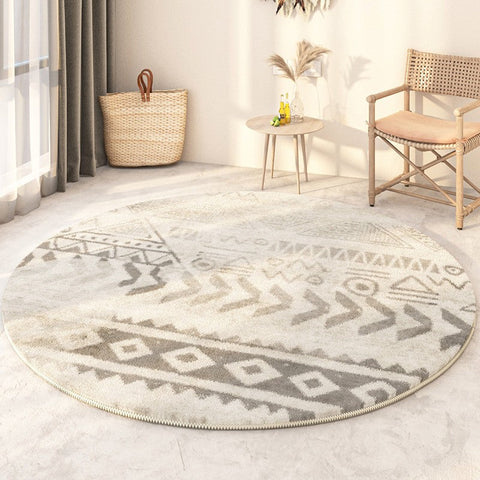 Geometric Modern Rugs for Bedroom, Modern Round Rugs under Coffee Table, Circular Modern Rugs under Sofa, Abstract Contemporary Round Rugs-Silvia Home Craft