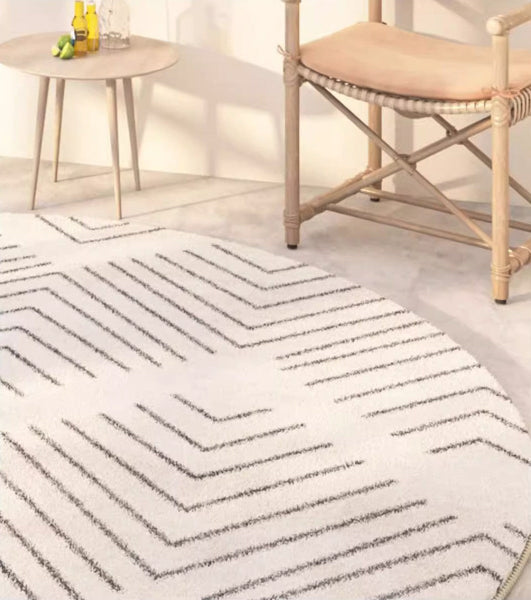 Soft Modern Round Rugs under Coffee Table, Geometric Modern Rugs for Bedroom, Circular Modern Rugs under Sofa, Abstract Contemporary Round Rugs-Silvia Home Craft