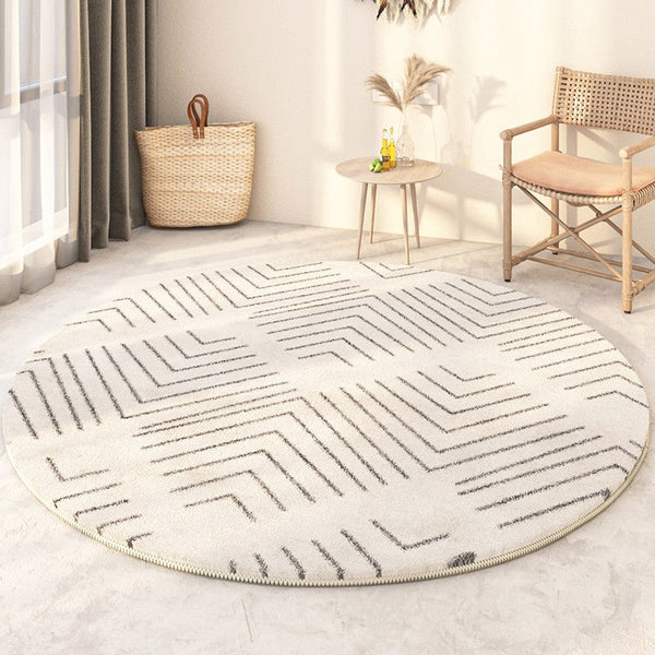 Soft Modern Round Rugs under Coffee Table, Geometric Modern Rugs for Bedroom, Circular Modern Rugs under Sofa, Abstract Contemporary Round Rugs-Silvia Home Craft