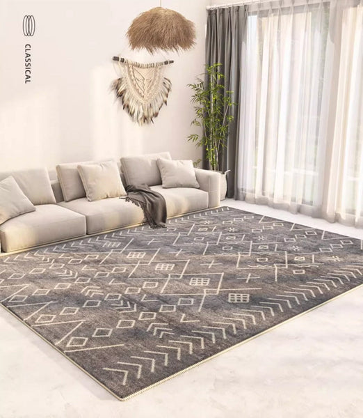 Thick Modern Rugs Next to Bed, Entryway Modern Runner Rugs, Contemporary Modern Rugs for Living Room, Modern Runner Rugs for Hallway-Silvia Home Craft