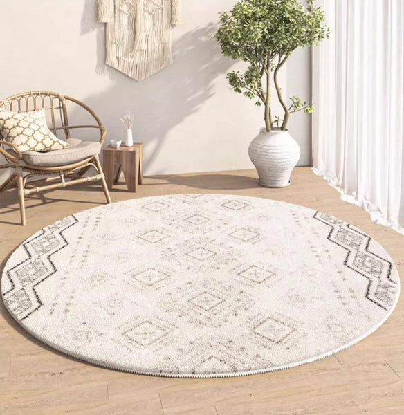 Thick Circular Modern Rugs under Sofa, Geometric Modern Rugs for Bedroom, Modern Round Rugs under Coffee Table, Abstract Contemporary Round Rugs-Silvia Home Craft