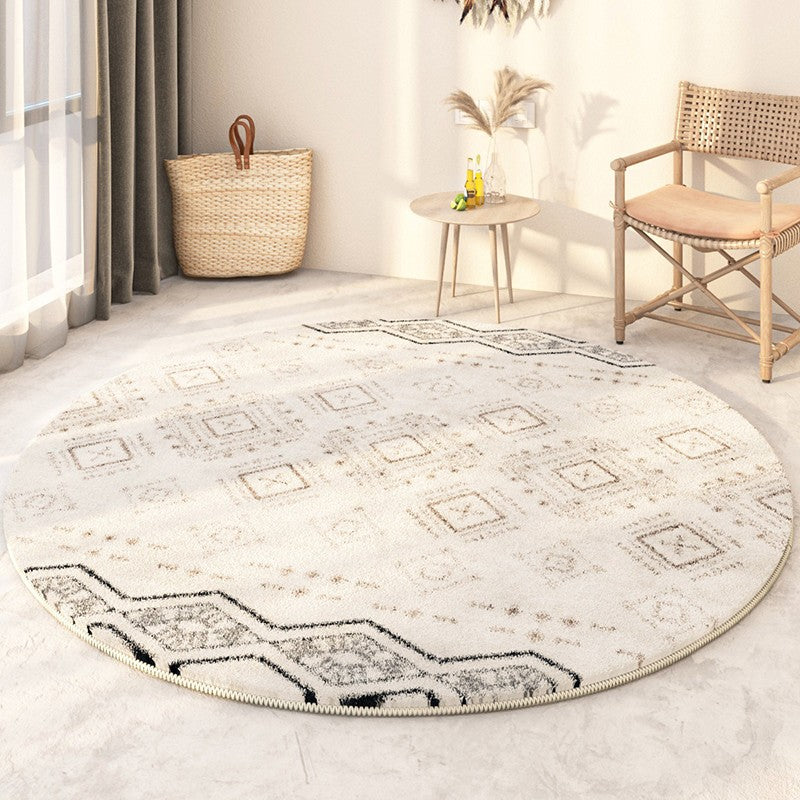 Thick Circular Modern Rugs under Sofa, Geometric Modern Rugs for Bedroom, Modern Round Rugs under Coffee Table, Abstract Contemporary Round Rugs-Silvia Home Craft