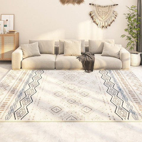 Washable Bathroom Runner Rugs, Morocco Contemporary Rug Ideas for Living Room, Modern Runner Rugs Next to Bed, Large Modern Rugs for Dining Room-Silvia Home Craft