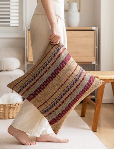 Large Decorative Throw Pillows, Traditional Rustic Sofa Pillows for Bedroom, Geometric Pattern Throw Pillow for Couch, Bohemian Decorative Sofa Pillows-Silvia Home Craft