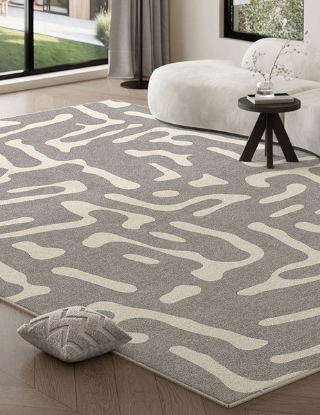 Modern Rugs for Living Room, Gray Modern Rugs for Bedroom, Large Geometric Rugs, Contemporary Area Rugs for Dining Room-Silvia Home Craft