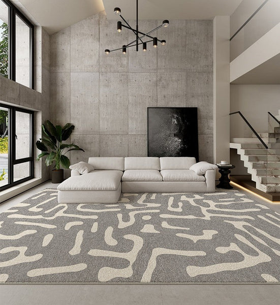 Modern Rugs for Living Room, Gray Modern Rugs for Bedroom, Large Geometric Rugs, Contemporary Area Rugs for Dining Room-Silvia Home Craft