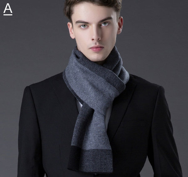 Business Casual Scarf Men, Long Thick Wool Scarf, Men's Winter Scarf, Formal Men Scarf Styles, Fashion Scarf, Christmas Gift for Men, Men's Wool Scarf Winter-Silvia Home Craft