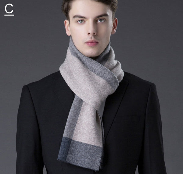 Business Casual Scarf Men, Long Thick Wool Scarf, Men's Winter Scarf, Formal Men Scarf Styles, Fashion Scarf, Christmas Gift for Men, Men's Wool Scarf Winter-Silvia Home Craft