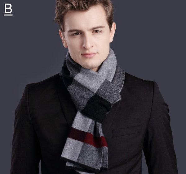 Thick Wool Scarf, Men's Winter Scarf, Formal Men Scarf Styles, Business Casual Scarf Men, Fashion Scarf, Christmas Gift for Men, Men's Wool Scarf Winter-Silvia Home Craft
