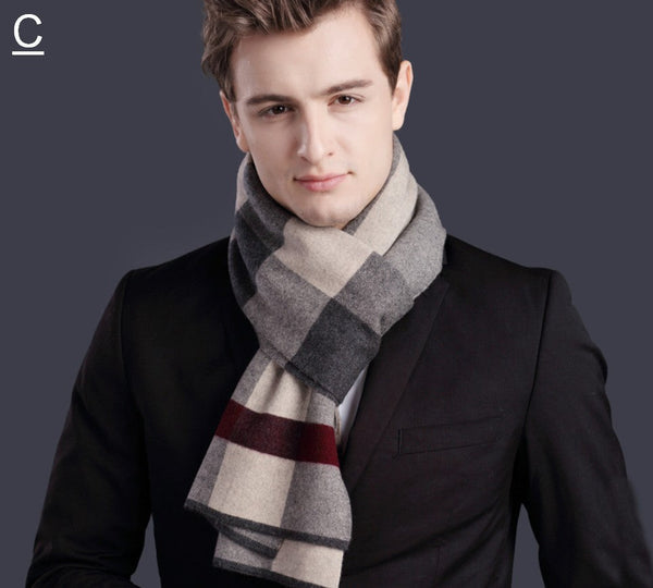 Thick Wool Scarf, Men's Winter Scarf, Formal Men Scarf Styles, Business Casual Scarf Men, Fashion Scarf, Christmas Gift for Men, Men's Wool Scarf Winter-Silvia Home Craft