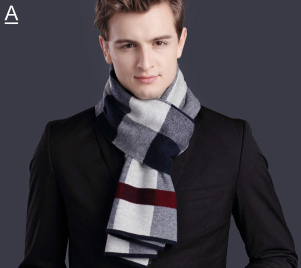 Thick Wool Scarf, Men's Winter Scarf, Formal Men Scarf Styles, Business Casual Scarf Men, Fashion Scarf, Christmas Gift for Men, Men's Wool Scarf Winter-Silvia Home Craft