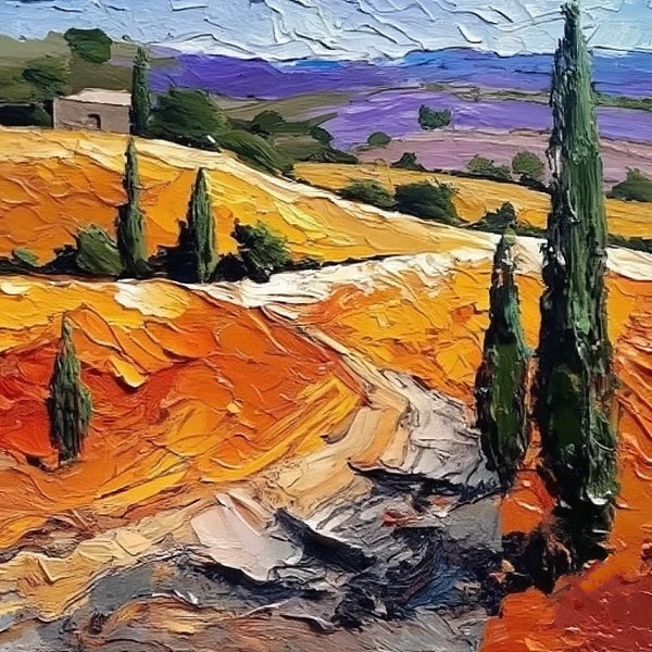 Simple Small Canvas Paintings, Original Small Landscape Paintings, Provence Flower Field Landscape Painting, Heavy Texture Canvas Art, Easy Landscape Painting Ideas-Silvia Home Craft
