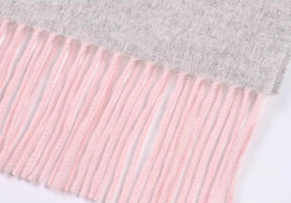 Light Gray and Dusty Rose Fashion Scarf, Christmas Gift, Gifts for Her, Long Wool Scarf, Soft Wool Scarf for Women, Warm Cape, Evening Wrap, Winter Shawl, Elegant Shawl-Silvia Home Craft