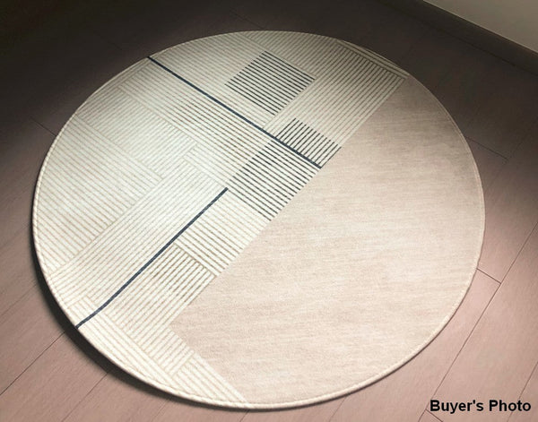 Abstract Contemporary Round Rugs under Chairs, Circular Area Rugs for Bedroom, Modern Rugs for Dining Room, Geometric Modern Rugs for Living Room-Silvia Home Craft