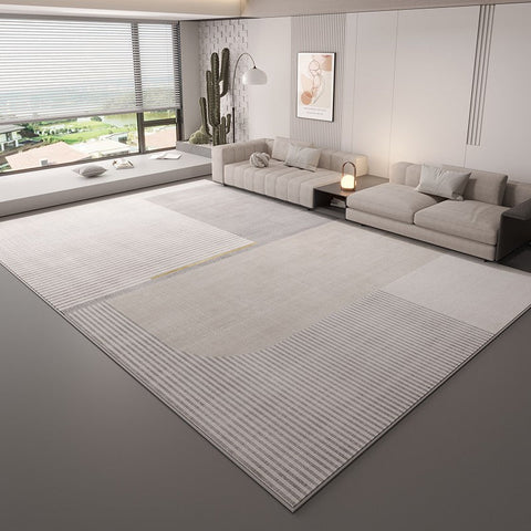 Unique Large Contemporary Floor Carpets for Living Room, Grey Geometric Modern Rugs in Bedroom, Modern Rugs for Sale, Dining Room Modern Rugs-Silvia Home Craft