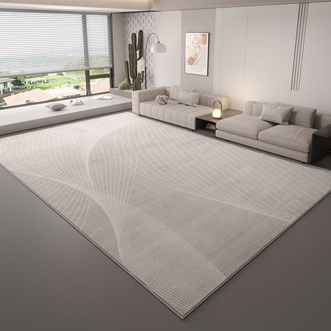 Dining Room Modern Rugs, Contemporary Floor Carpets for Living Room, Grey Geometric Modern Rugs in Bedroom, Large Modern Rugs for Sale-Silvia Home Craft