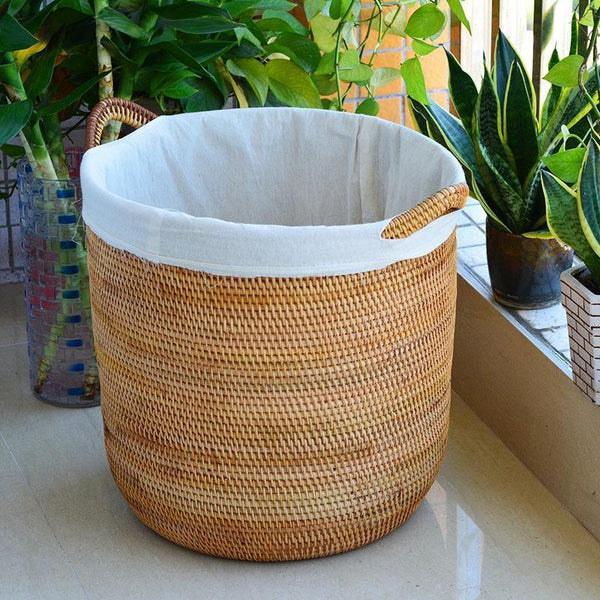 Round Storage Baskets, Extra Large Rattan Storage Baskets, Oversized Laundry Storage Baskets, Storage Baskets for Clothes, Storage Baskets for Bathroom-Silvia Home Craft