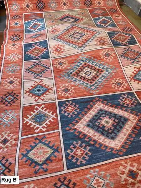 Living Room Vintage Area Rugs, Morocco Area Rugs for Dining Room, Traditional Persain Rugs for Bedroom, Traditional Colorful Persian Rugs-Silvia Home Craft
